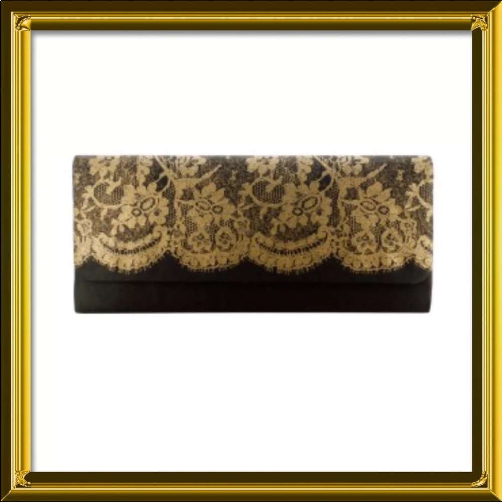 🆕👛AUCTION PRICE👩🏻‍⚖️Ladies Clutch Bag with Gold Lace Print